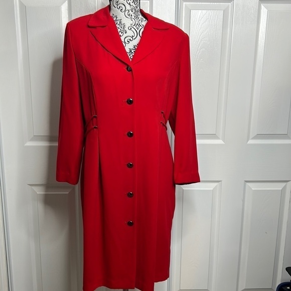Vintage SL Fashions Red Sheath Dress Long 12P - Picture 1 of 7